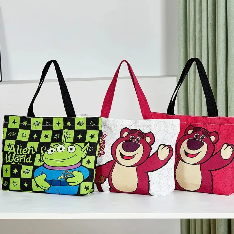 Bolso grande de lona de Stitch de Disney, bolso bonito de dibujos animados, bolso de compras de gran capacidad, bolso de mano para ir al trabajo, regalo de cumpleaños para niña, juguetes para niños