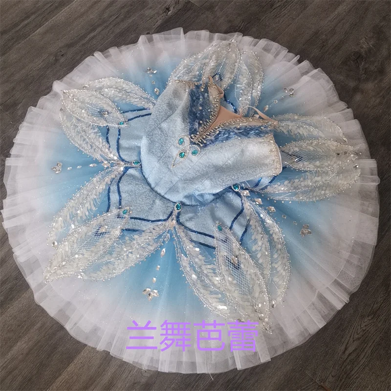 Professional Exclusive Custom Size 12 Layers Kids Girls Women Adult Sparkle Performance Wear Graliant Blue Ballet Tutu Costumes