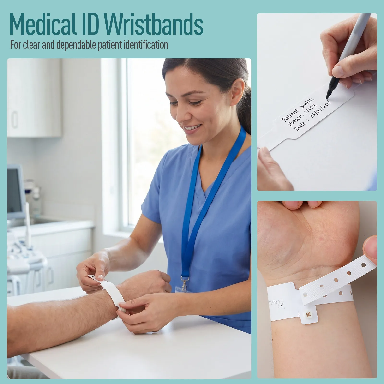 100 Pcs Alert Id Bracelets Hospital Wristbands Identification Emergency Information PVC