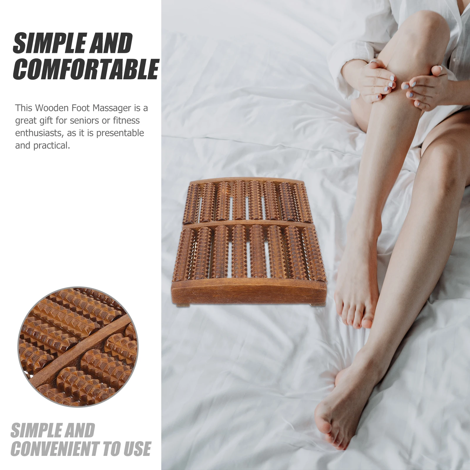 

Wooden Foot Massager Manual Roller for Adults Kids Foot Massage Tool Relaxation Pain Relief Household Wooden Massagers