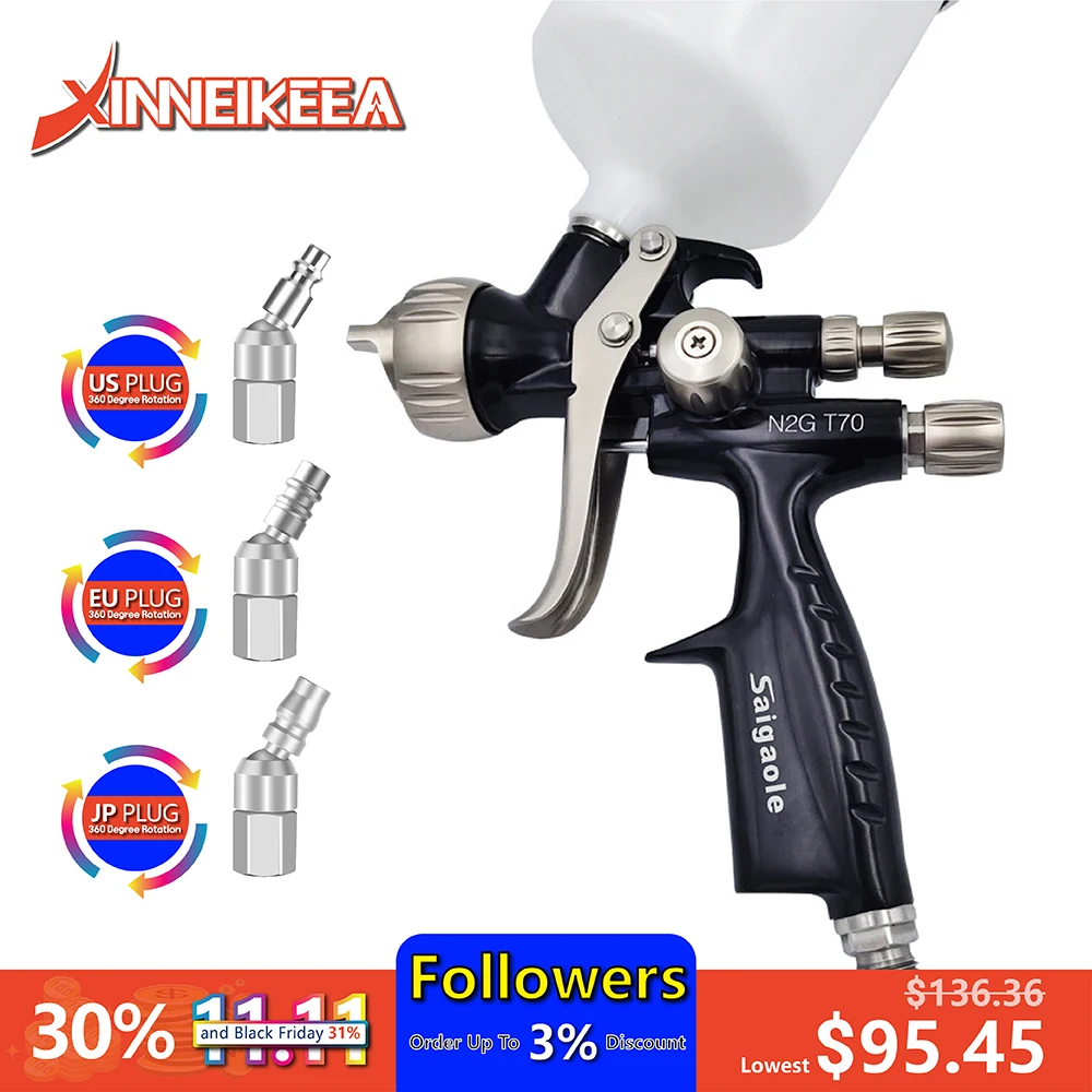 

Saigaole T70 Spray Guns Automotive Finishes High Fogging Paints Sheet Metal Spray Guns Industrial Furniture Leather Spray Guns