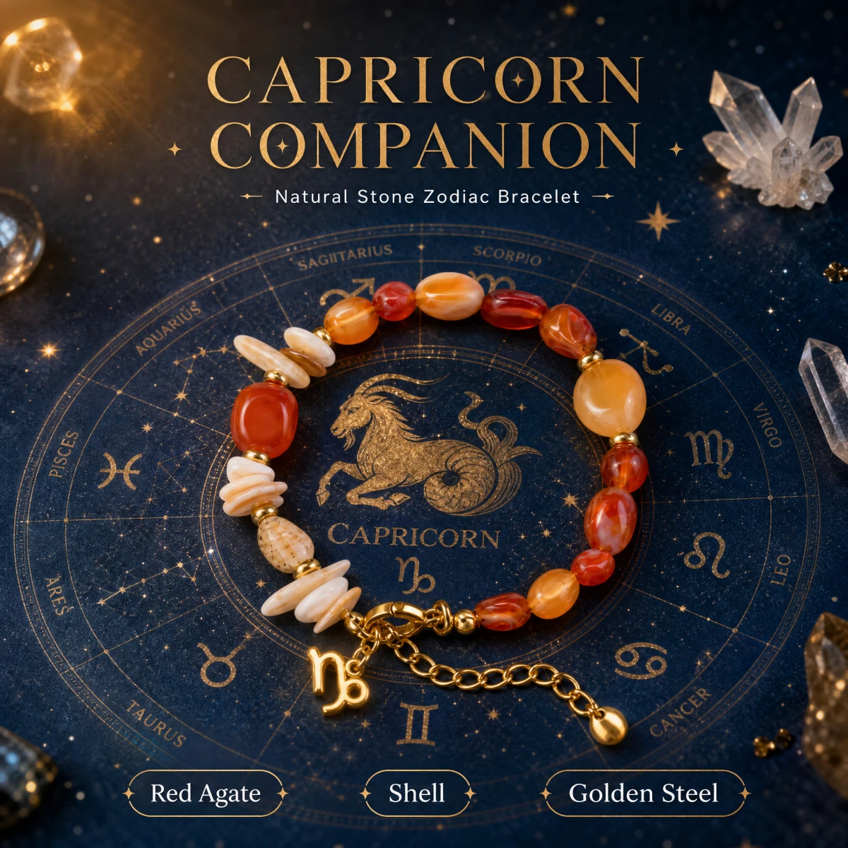 Natural Stone Chip 12 Zodiac Sign Bracelet for Men Women Irregular Nugget Beads Harmony Protection Astrology Jewelry Gifts