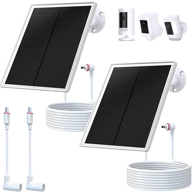 2 Pack Solar Panel Charge for Ring Security Camera Ring Stick Up Cam/Pro Battery Ring Spotlight Cam Battery/Plus/Pro etc.