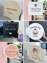Custom Acrylic Business Sign Office Flag Shop Double-Side Signboard Storefront Door Plates Plaque Beauty Studio Aesthetics Logo