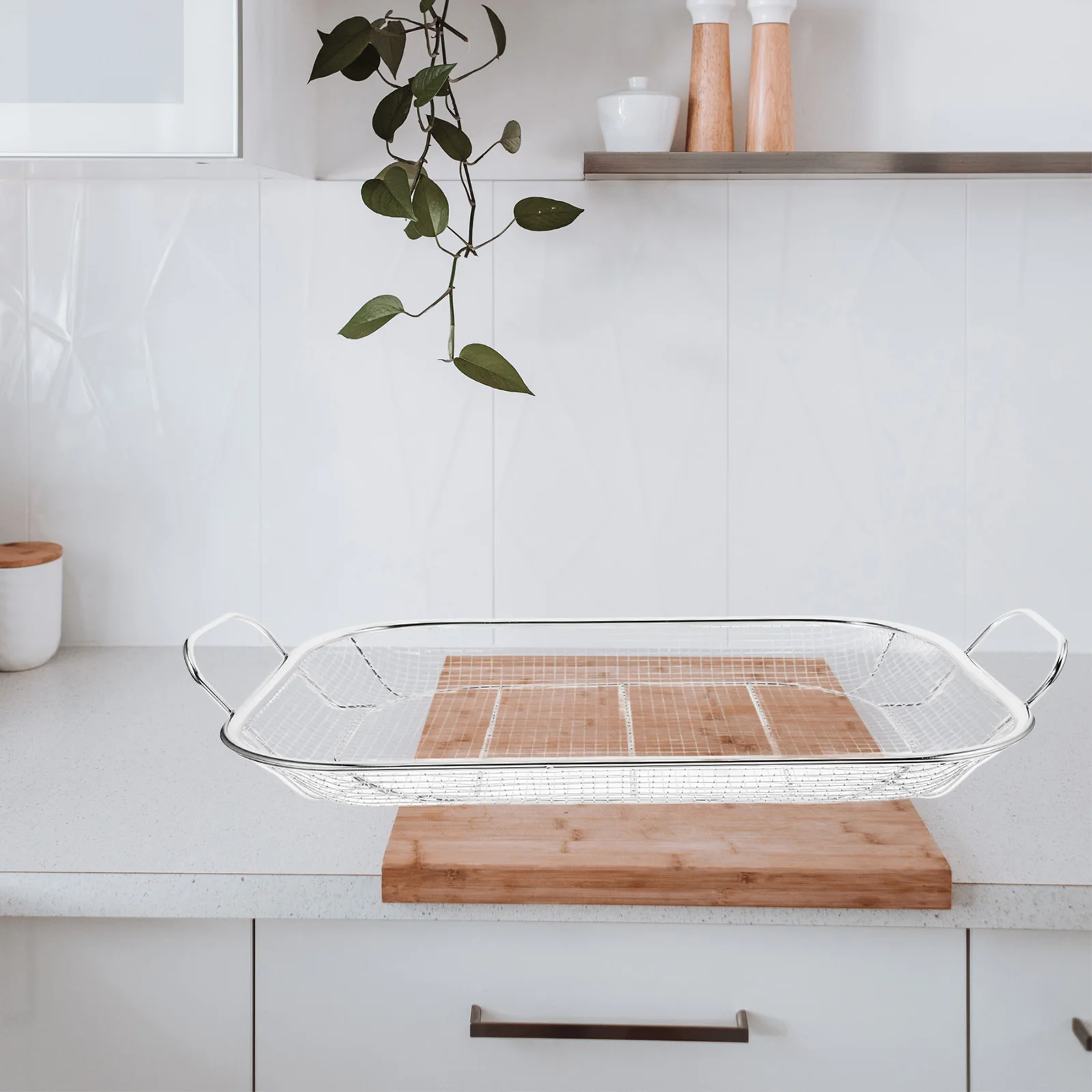 

1 set 1 Set Stainless Steel Bbq Grill Basket Reusable Heavy Duty Grilling Tray For Vegetables Meat Fish Camping Cookware Smoker