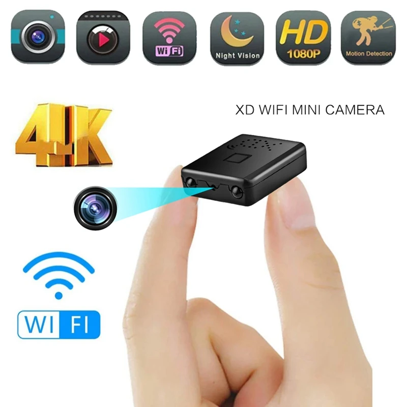 Kamera Ip Mini 4K Full HD 1080P, kamera penglihatan malam XD Wifi deteksi gerakan perekam Video HD