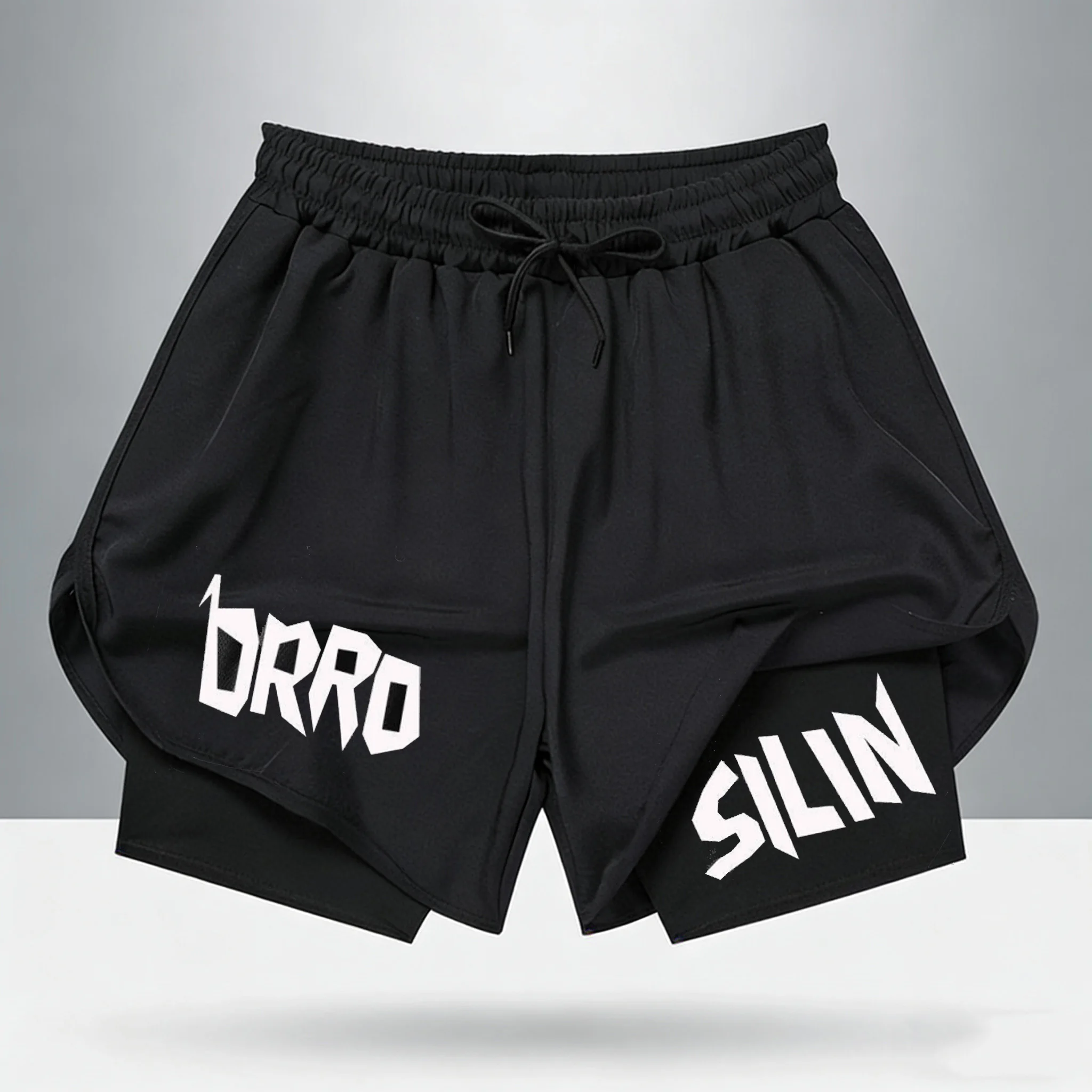 

Спортивные шорты Drrrro Silin Bold Streetwear Text 2-в-1 для мужчин и женщин, для тренировок в зале и бега, модель 2026 года
