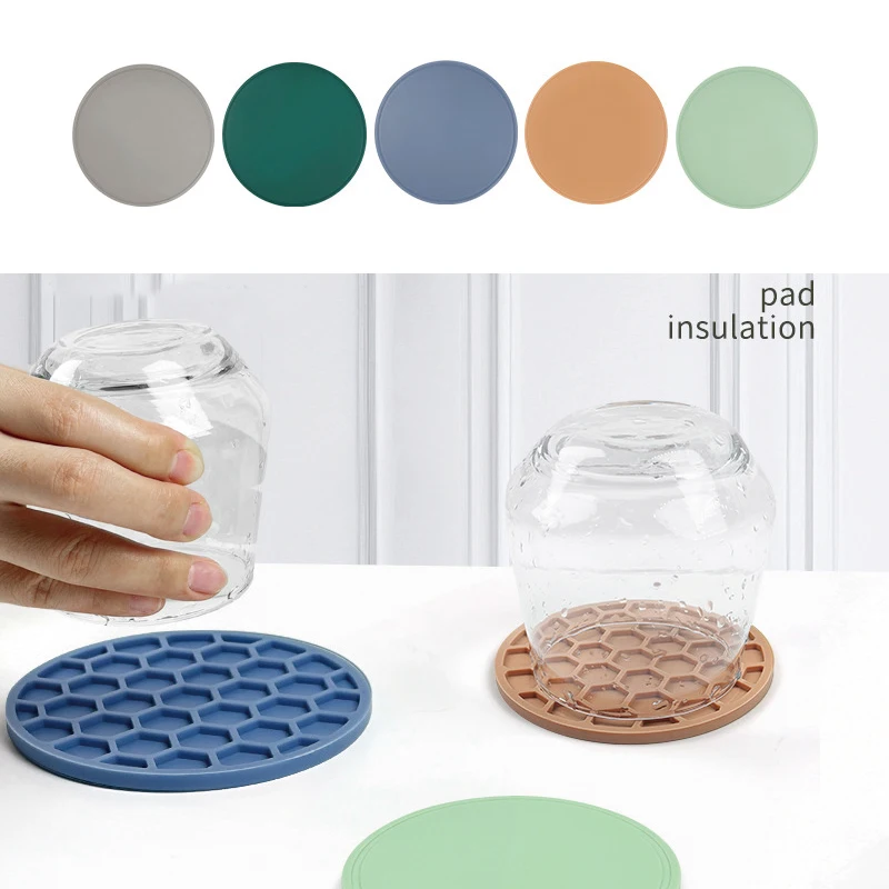 

Round Heat Resistant Honeycomb Silicone Mat Drink Cup Coasters Insulation Non Slip Pot Holder Thicken Table Placemat Kitchen