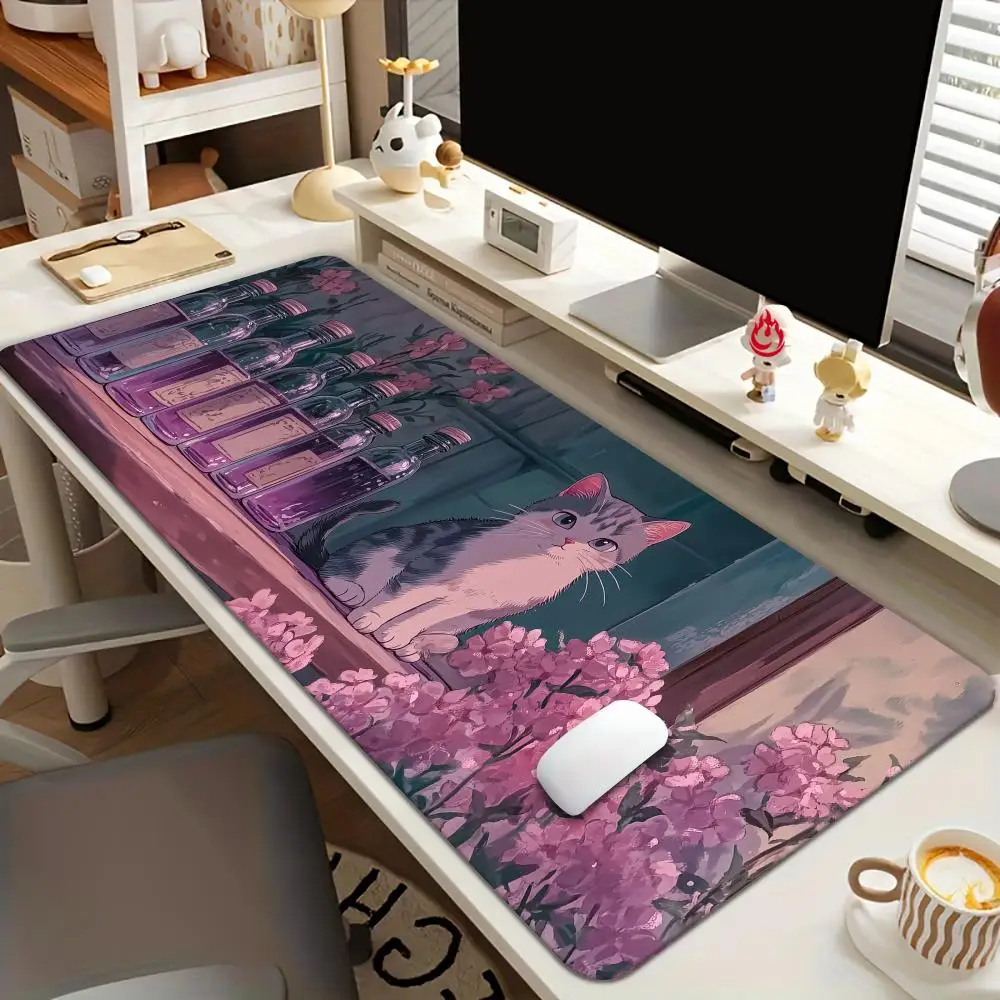

Anime Cat mousepad Romantic pastoral style Mouse Pad Desk Mat Non-Slip office mousepad pc accessories Gaming mats tapis souris