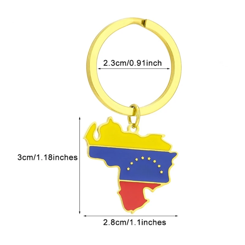 Stainless Steel Keychain Venezuela Map Keyrings Venezuelan Bag Pendants Durable Backpack Ornaments for Keys Bags