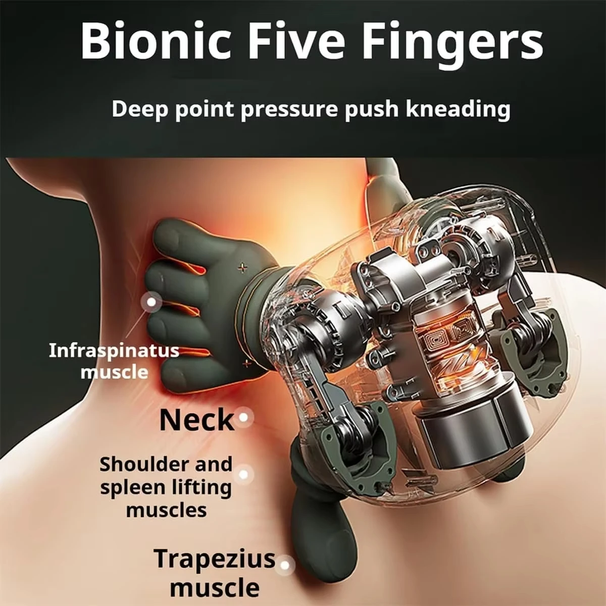 مدلك كهربائي للرقبة ومدلك الظهر، تدليك كهربائي للأنسجة العميقة، تصميم 4D يشبه راحة اليد يخفف الألم، ويسترخاء العضلات