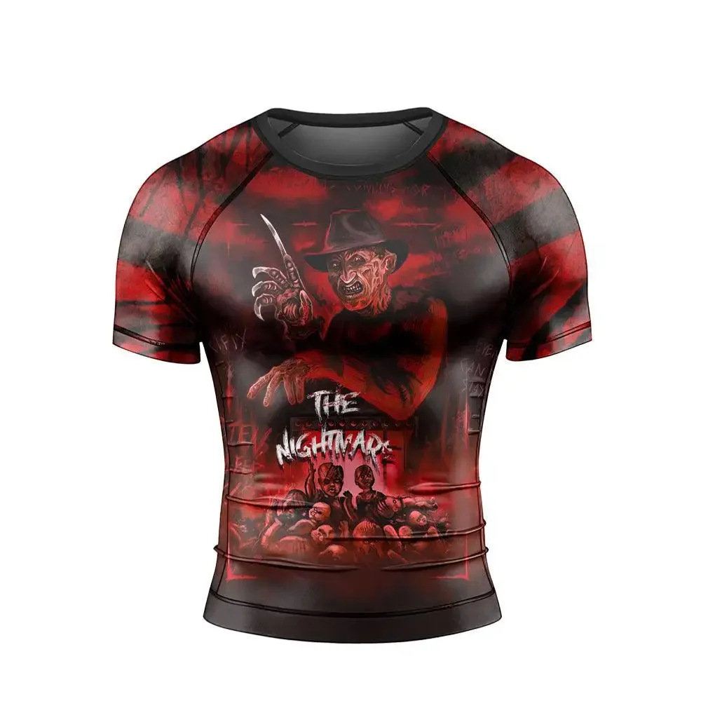 Round Neck Men's Fitness Tops Tight Cartoon T-shirt Tight T-shirt Street Fashion Short Sleeve Men