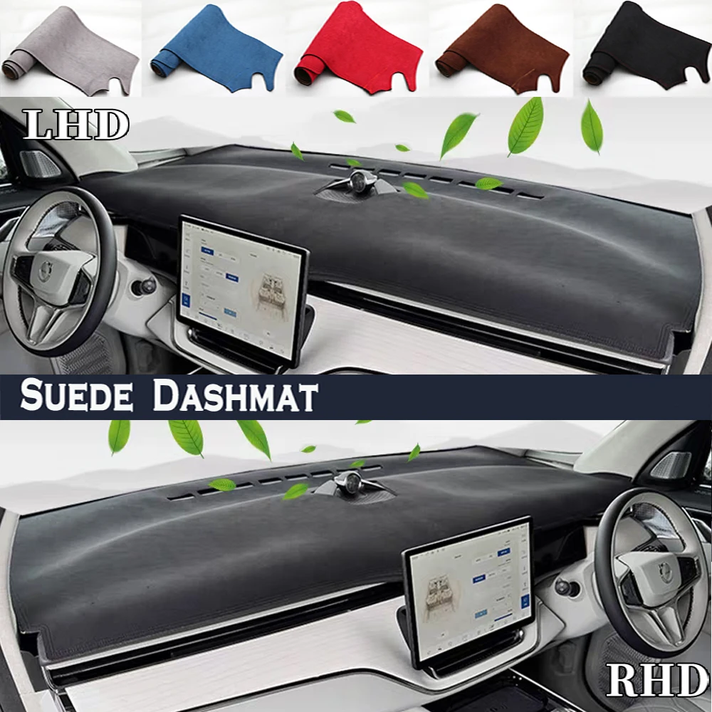 Car Styling Suede Dash Mat Covers Dashmat Dashboard Pad Protector Accessories  For VOLVO EM90 2024 2025 MPV Electric