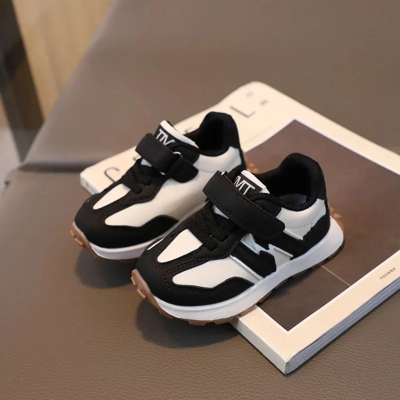 

Детские осенние низкие корейские кроссовки на мягкой подошве для мальчиков в полоску, обувь для малышей для девочек, нейтральная передняя обувь на шнуровке с защитой от столкновений, обувь для папы