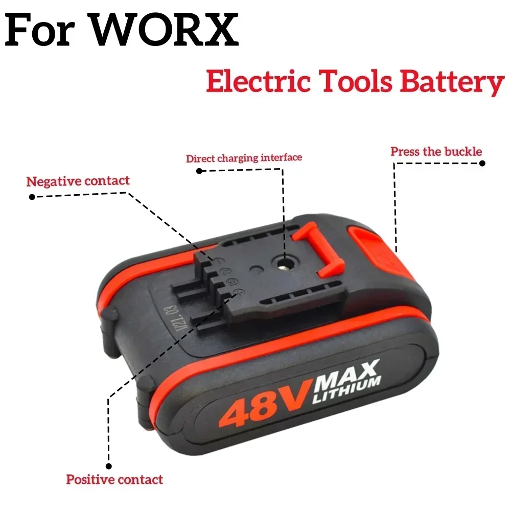 2026 قابلة للشحن لقطع غيار البطاريات اللاسلكية Worx 48 فولت، تدريبات الصدمات، مقص كهربائي مناشير كهربائية، 24 فولت 48 فولت