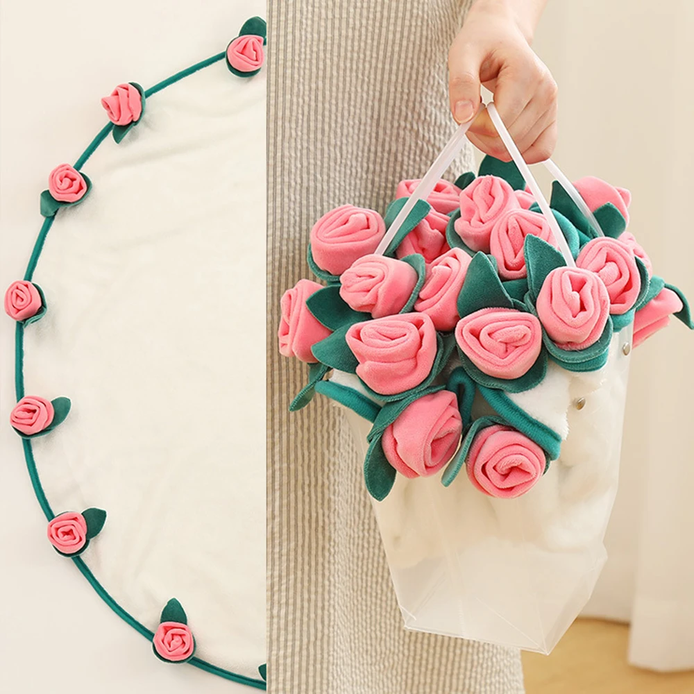 

Creative 100cm Rose Bouquet Blanket Flower Shape Plush Throw Blanket Gift for Valentine's Day Wife Girlfriend Mother Gifts