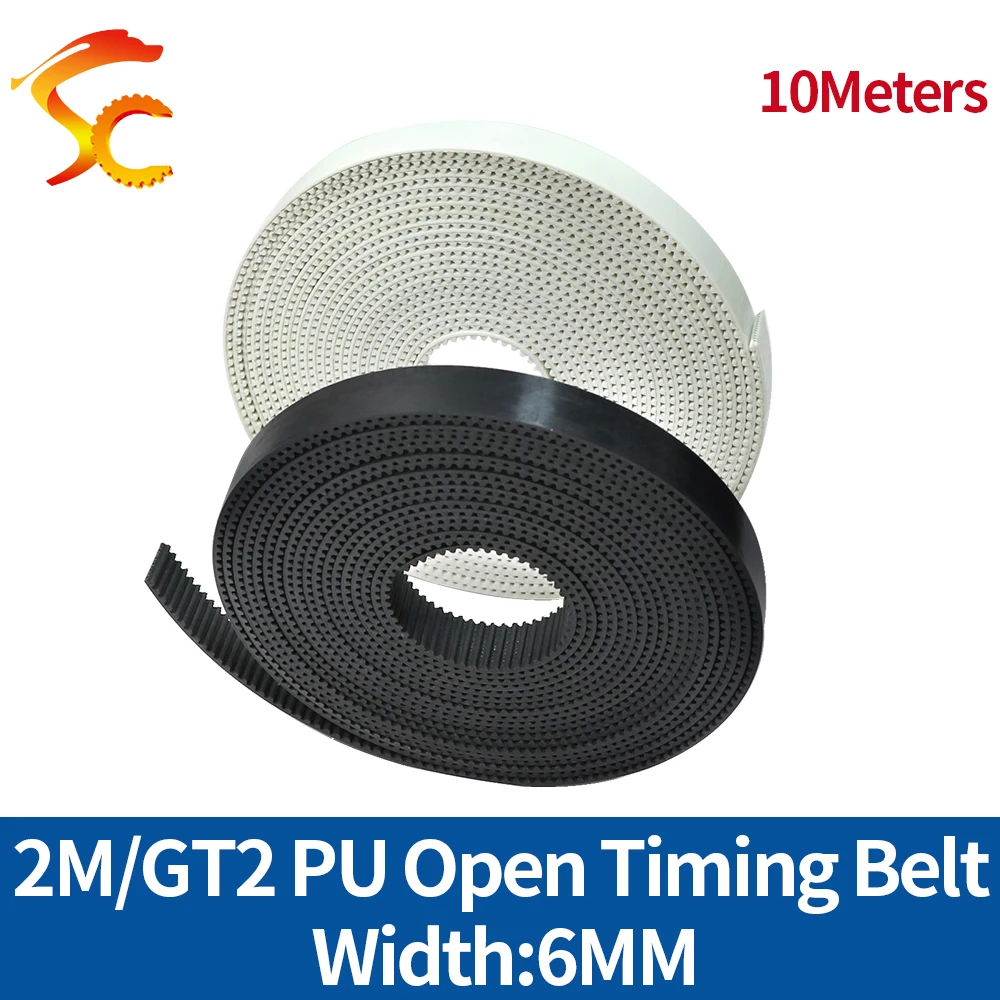 

10Meters GT2 Open Timing belt 2M-6 width 6mm Polyurethane PU Open belt For 3D printers