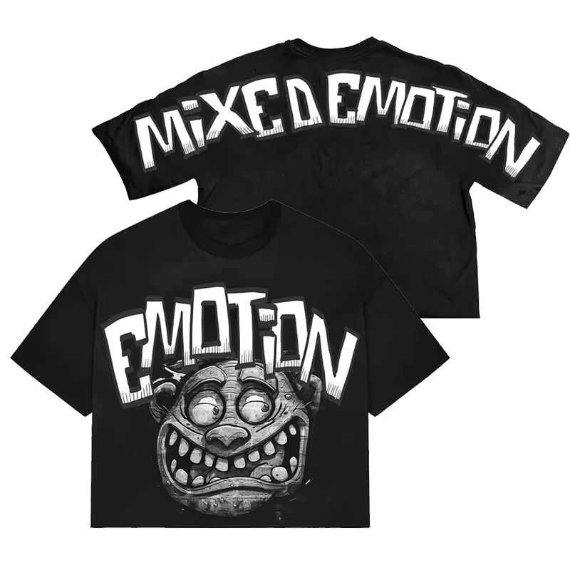 

Лето 2021, одежда в стиле ретро Y2K, свободная хлопковая футболка с короткими рукавами и классическим рисунком с принтом для мужчин и женщин 0726