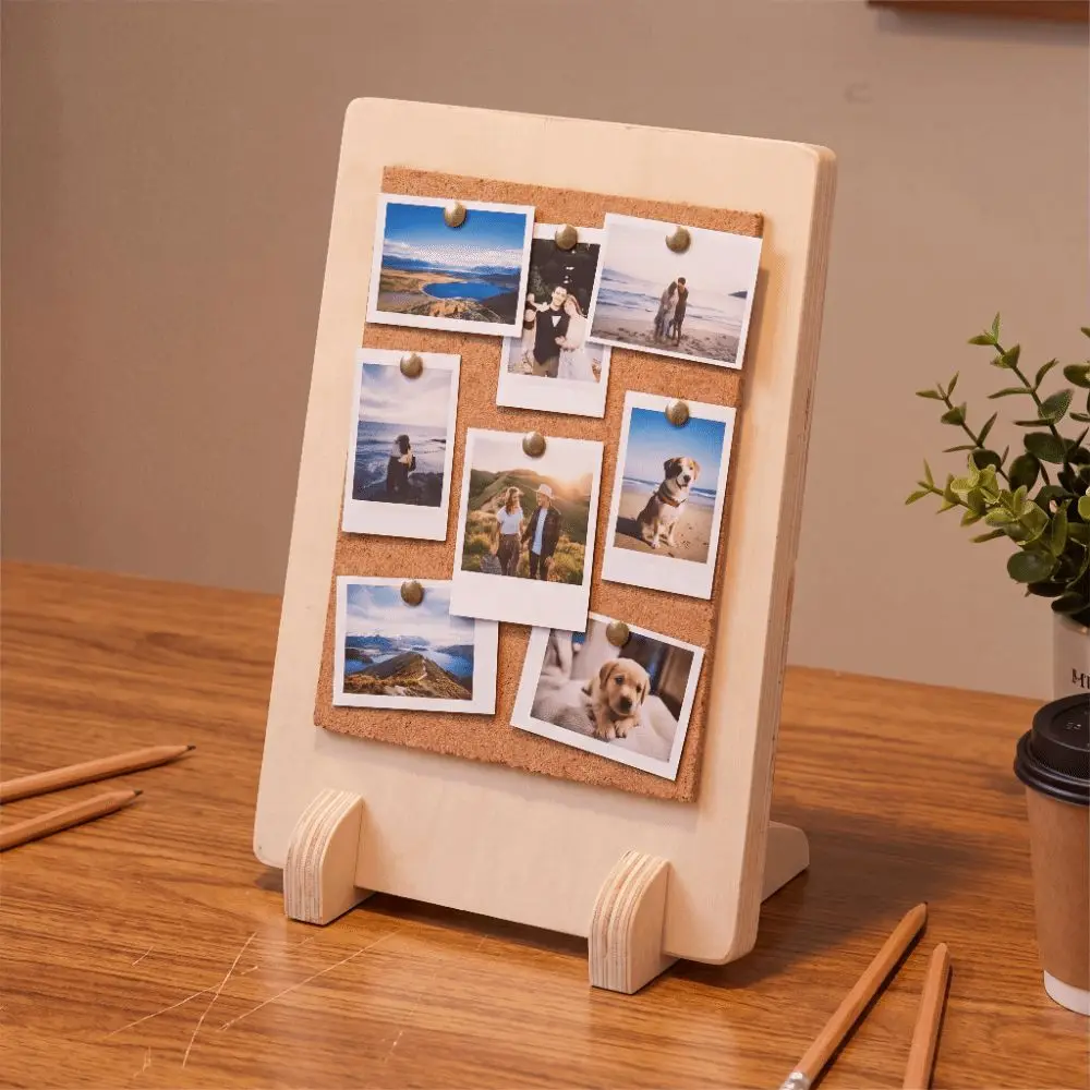 Solid Wood Cork Message Board Stable Soft Cork Tabletop Display Stand Decorative Free Standing Bulletin Board Kindergarten