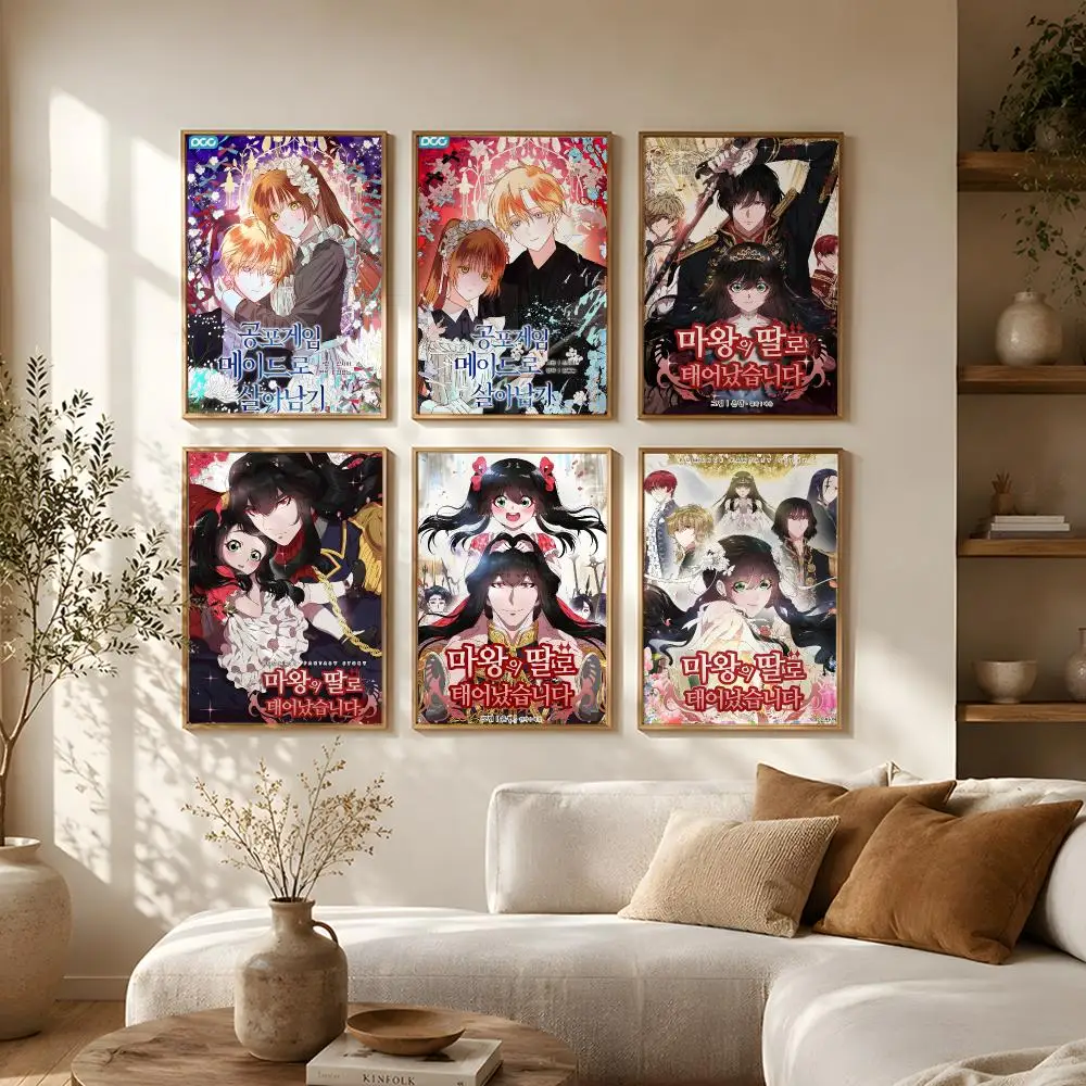 Manga Demon King is Daughter Adventures Poster Self-Adhesive HD Mural Wall Decals, Living Room Bedroom Home Decor Gift