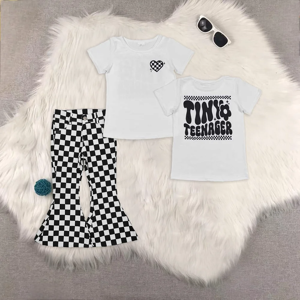 

Baby Girls Toddler Black Short Sleeve Tiny Teenager Tee Shirts Tops
