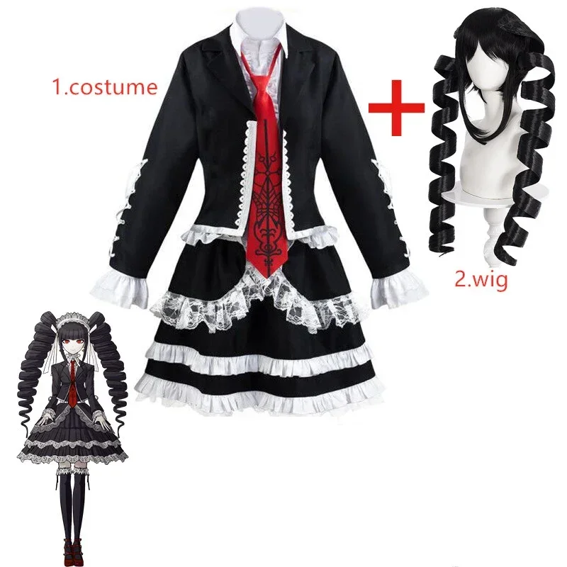 Anime Danganronpa Celestia Ludenberg Full Cosplay Costume Yasuhiro Taeko Cosplay Wig