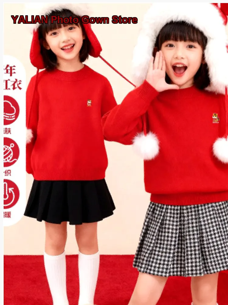 Girls Pullover Sweater Kids Autumn Winter 2026 Warm Knit Base Layer Top for Girls