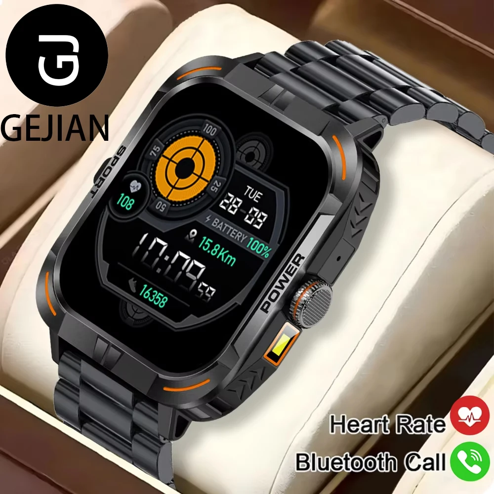 GEJIAN New LED Mens Smart Watch 1.97-inch AMOLED HD Screen 5.1 Bluetooth Call Watches Built in Multi sport Mode Women Smartwatch