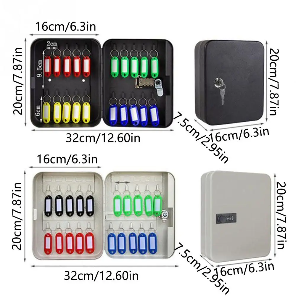 20 Key Hooks Combination Key Cabinet Wall Mounted Convenient Key Storage Lock Box Easy Installation Space Saving