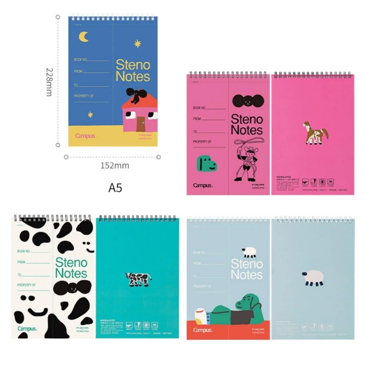 Kokuyo Steno Notes Book Campus & TYAKASHA A5 Size 60 Sheets Line Paper Notebook Diary Memo Office Notepad School F7296