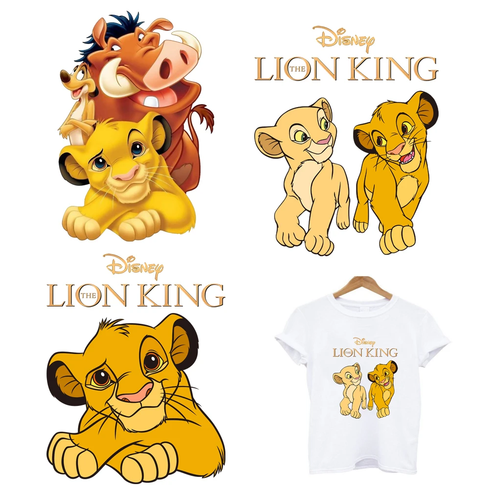 2Pcs/Lot The King Lion Disney Iron On Thermoadhesive Patches Heat Thermal Transfer Stickers For Children's Clothes Kids Ironing