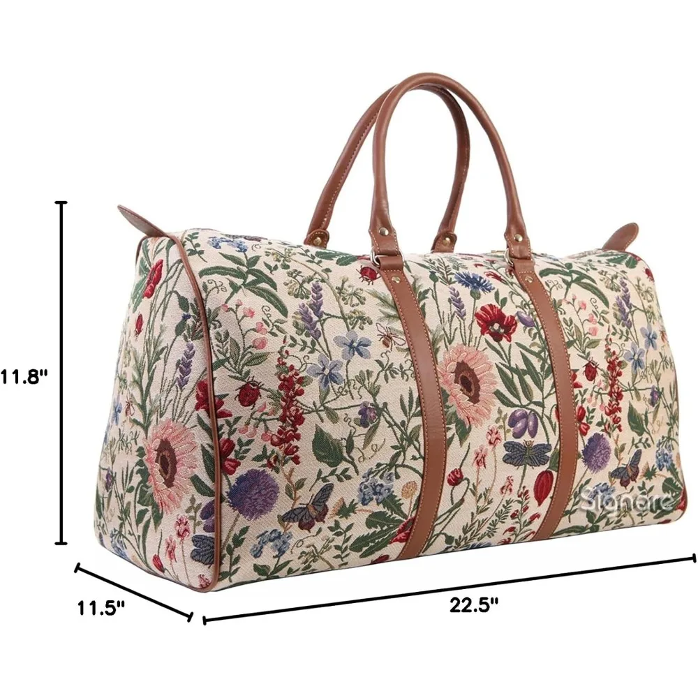 حقيبة نسائية كبيرة من القماش الخشن لعطلة نهاية الأسبوع للسفر وصالة الألعاب الرياضية وطوال الليل بنمط نسيج مع نمط رياضي