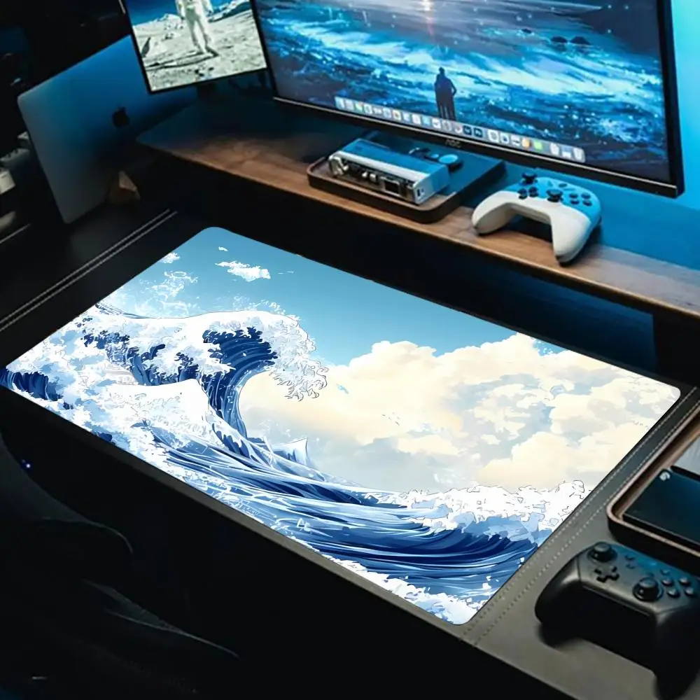 

Hot-selling Japanese Wave Mouse Pad XXL Rubber HD Gaming Keyboard Mousepads Large Computer Office Game Table Mats Long Desk Mat