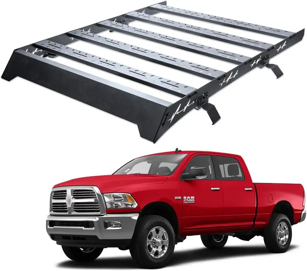 7422453048072 60 x 52 Inch Roof Rack Compatible with 2010-2018 Dodge Ram 2500/3500 Crew Cab Black Low Profile Window Frames Carg