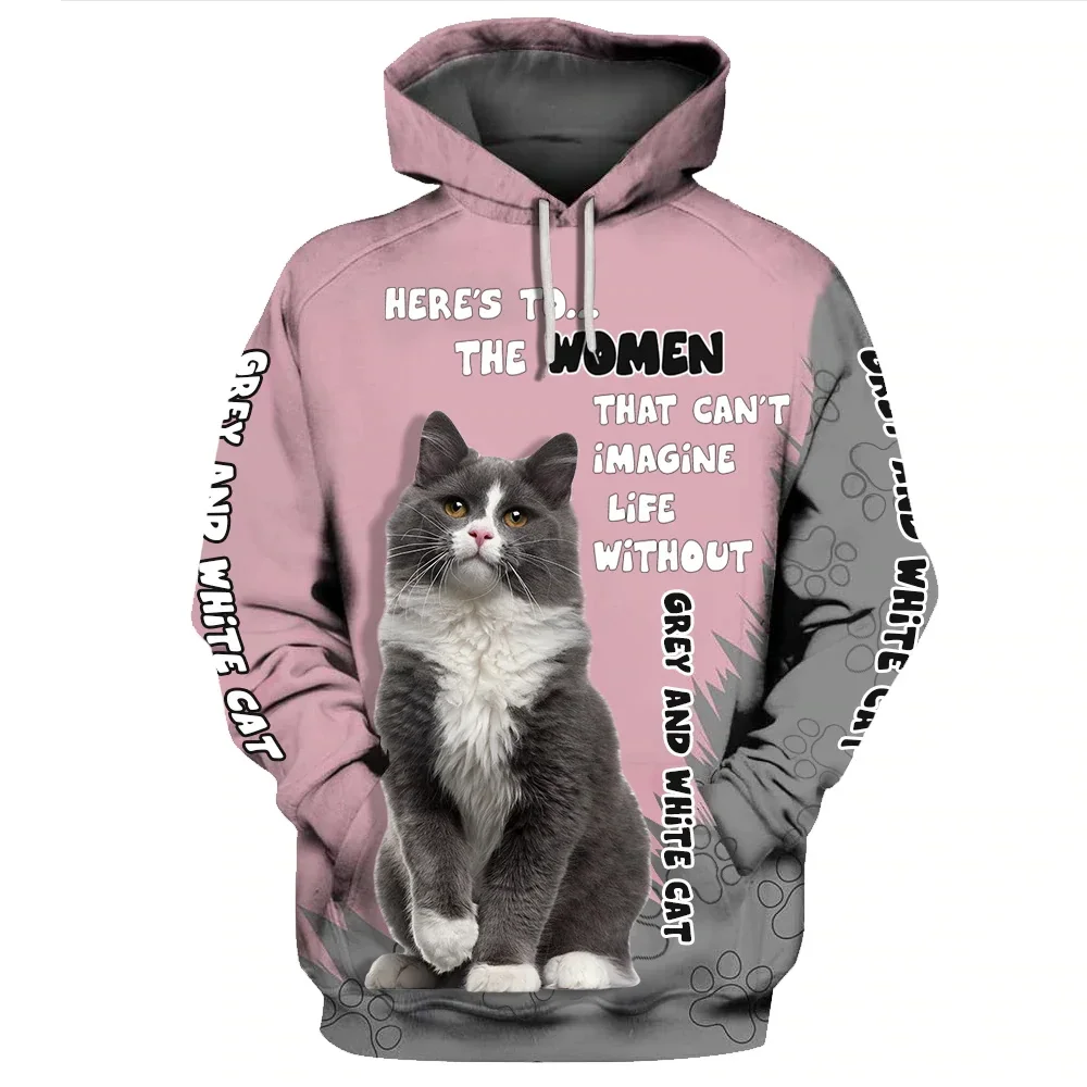 HX Cute Cat Hoodies Animal Cats Paws Art Paint Hoodie Sweatshirts Fashion Pullover Tops Sportswear Men For Women