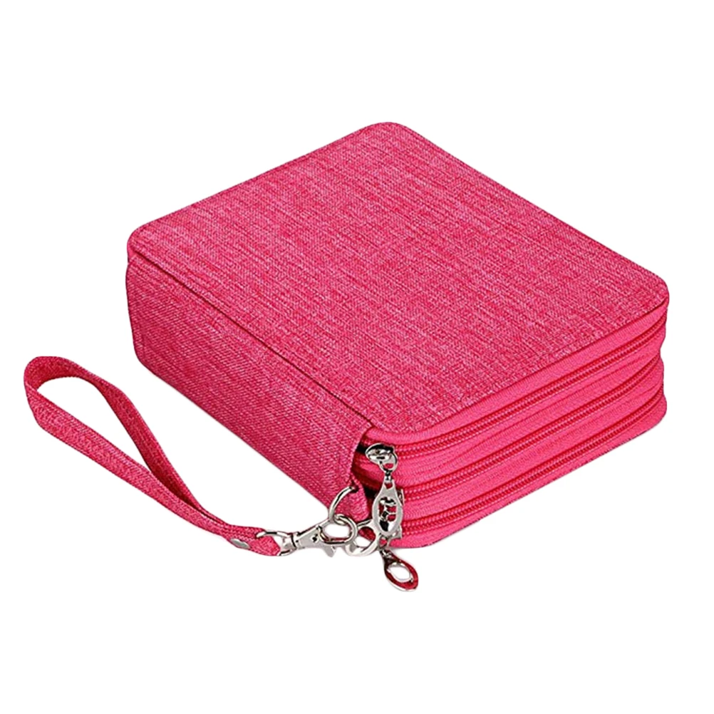 

1pc 78-holes Art Painting Pen Bag Student Stationery Bag Pencil Storage Bag for Pencil Pen Organize(Rose Red)