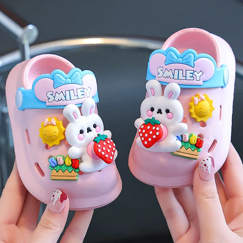 Summer Kids Sandals Cute Boy Girl Mules Cartoon Rabbit Baby Soft Sole Beach Slippers Flat Children Garden Shoes Outdoor Slippers