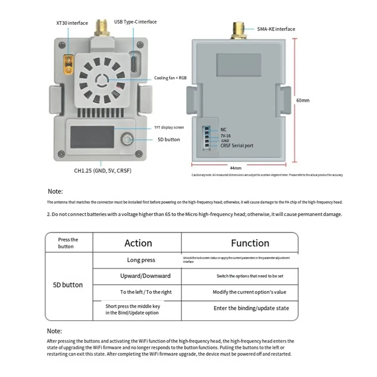 

Модуль приемопередатчика A23G ELRS Micro TX высокой частоты для OpenTX T16SZ T161Z T18SZ ET16 RC Radio Controller 750 МГц