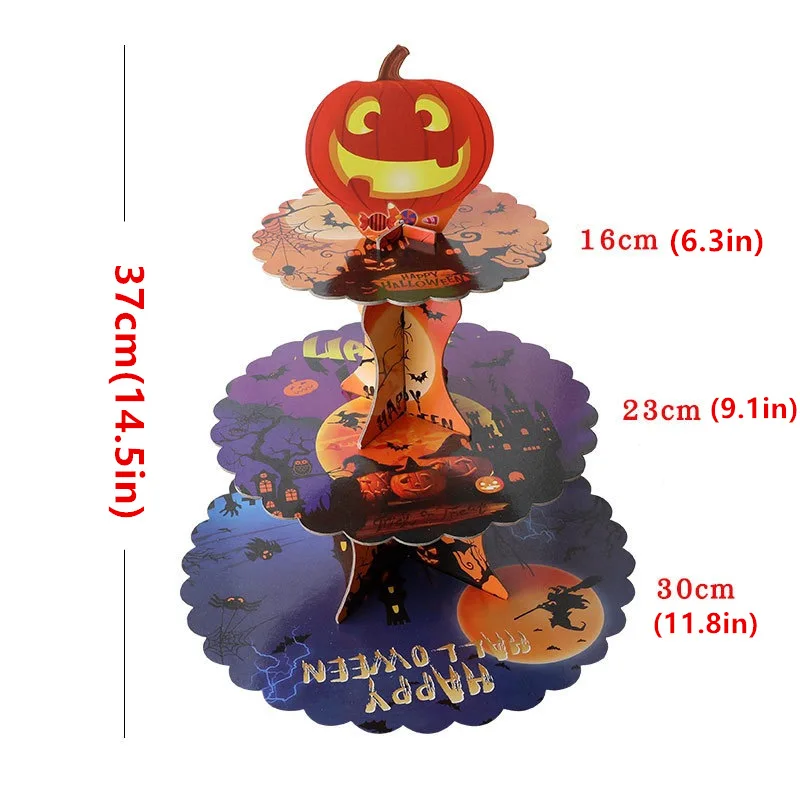 Halloween Cake Rack Tray Halloween Pumpkin Skull Spider Bat Party Scene Decoration Dessert Table Decoration Cake Stand