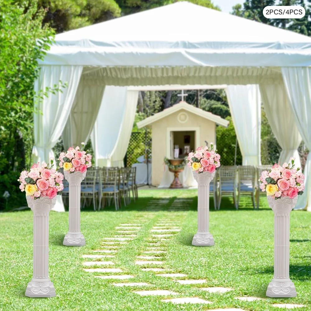 Colonnes romaines de mariage avec bases, 2 pièces, colonnes grecques, support de colonne de mariage en plastique, support de colonne décoratif pour événement et fête