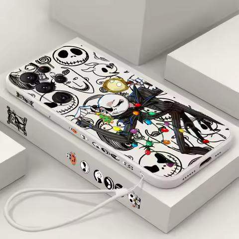 Christmas Eve Cartoon Anime Phone Case For Samsung Galaxy S25 S24 S23 S22 S21 S20 Ultra Plus FE 5G Liquid Left Rope Cover