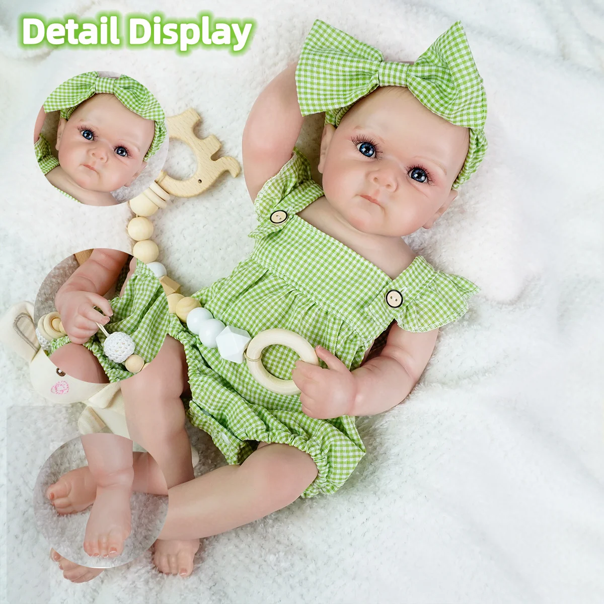 ตุ๊กตาเด็กตุ๊กตาผ้าสมจริงร่างกายตาสีฟ้าและผมวาดด้วยมือเหมาะสําหรับเพื่อนร่วมงานผู้สูงอายุนักสะสมและของเล่นเด็ก DIY