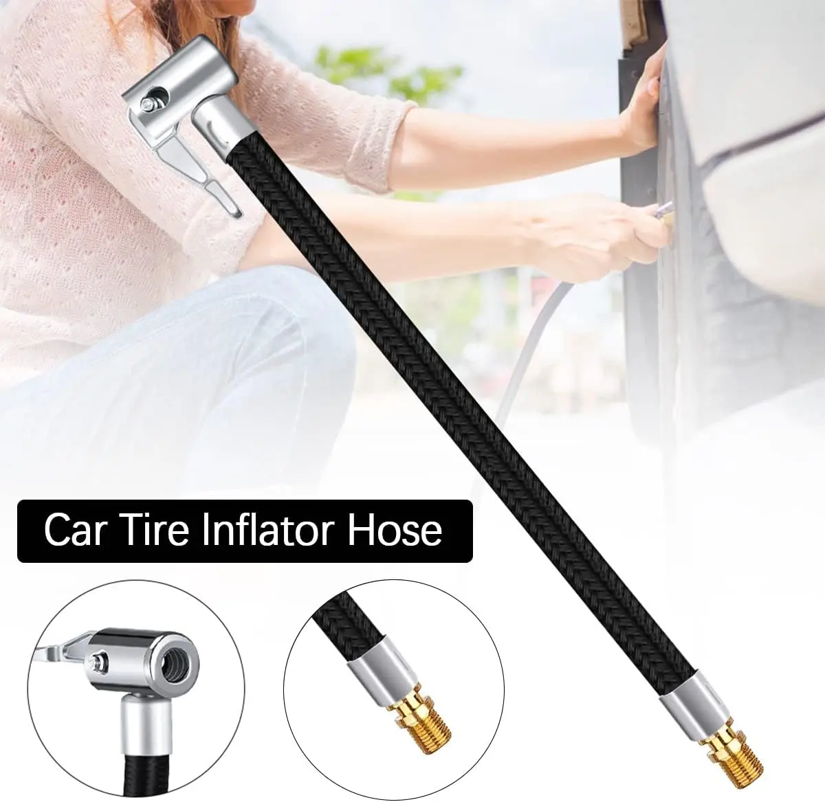 Car Tire Inflator Hose Air Pump Extension Car Tire Repair Tyre Inflatable Tubes Kit Can Be Use Motorcycle Auto Inflatable Tubes