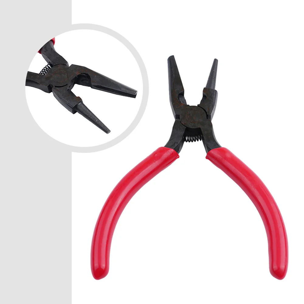 Sturdy Round Concave Pliers, Carbon Steel Material, Easy and Simple for Winding, Rolling, DIY Handmade Jewelry Red, Silver