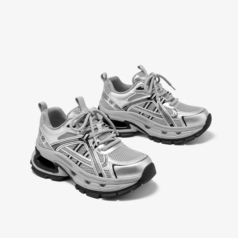 BEAUTODAY Casual Sneakers Women Air Mesh Sick Sole Round Toe Lace-up Mixed Colors 2024 Spring Ladies Shoes Handmade C29A02
