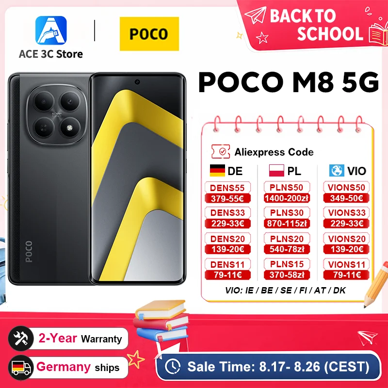 Globale Version POCO M8 5G 512GB 256GB Snapdragon 6 Gen 3 Handy Smartphone 6,77" AMOLED-Display 50MP Kamera 5520mAh Akku 45W Xiaomi Mobiltelefon