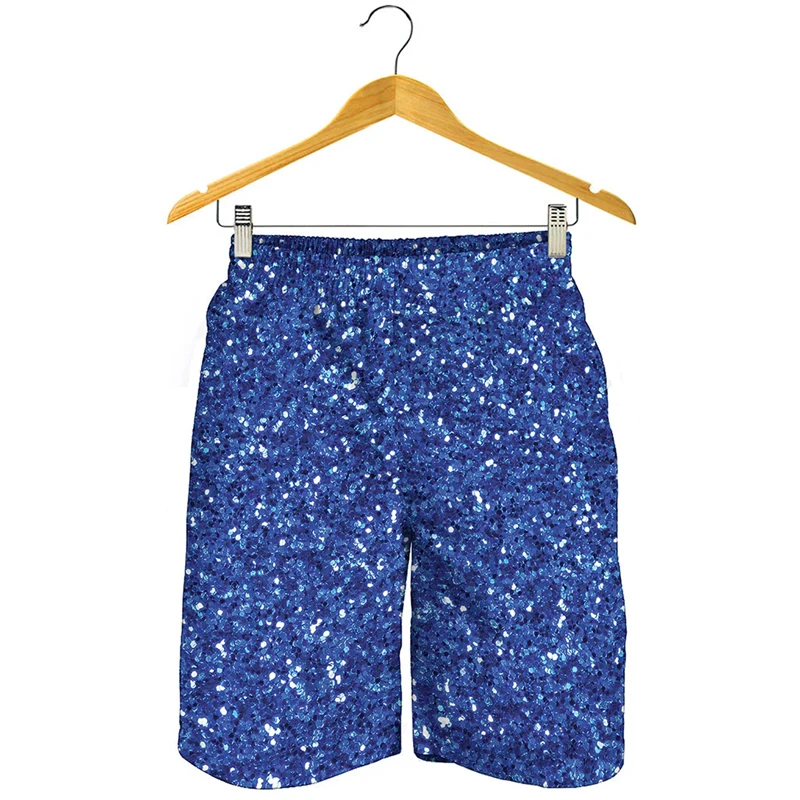 Vintage Sequin 3D Print Men Swim Shorts Woman Summer Fashion Vacation Party Sportwear Glitter Graphic Kids Quick Dry Short Pants