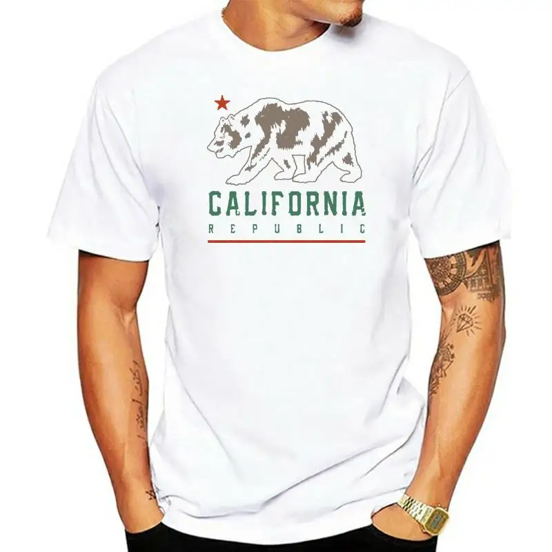 T-Shirt for Male Short Sleeves 100% Cotton Classic Lost Gods California  Bear Shadow Mens Graphic T Shirtskull T Shirt