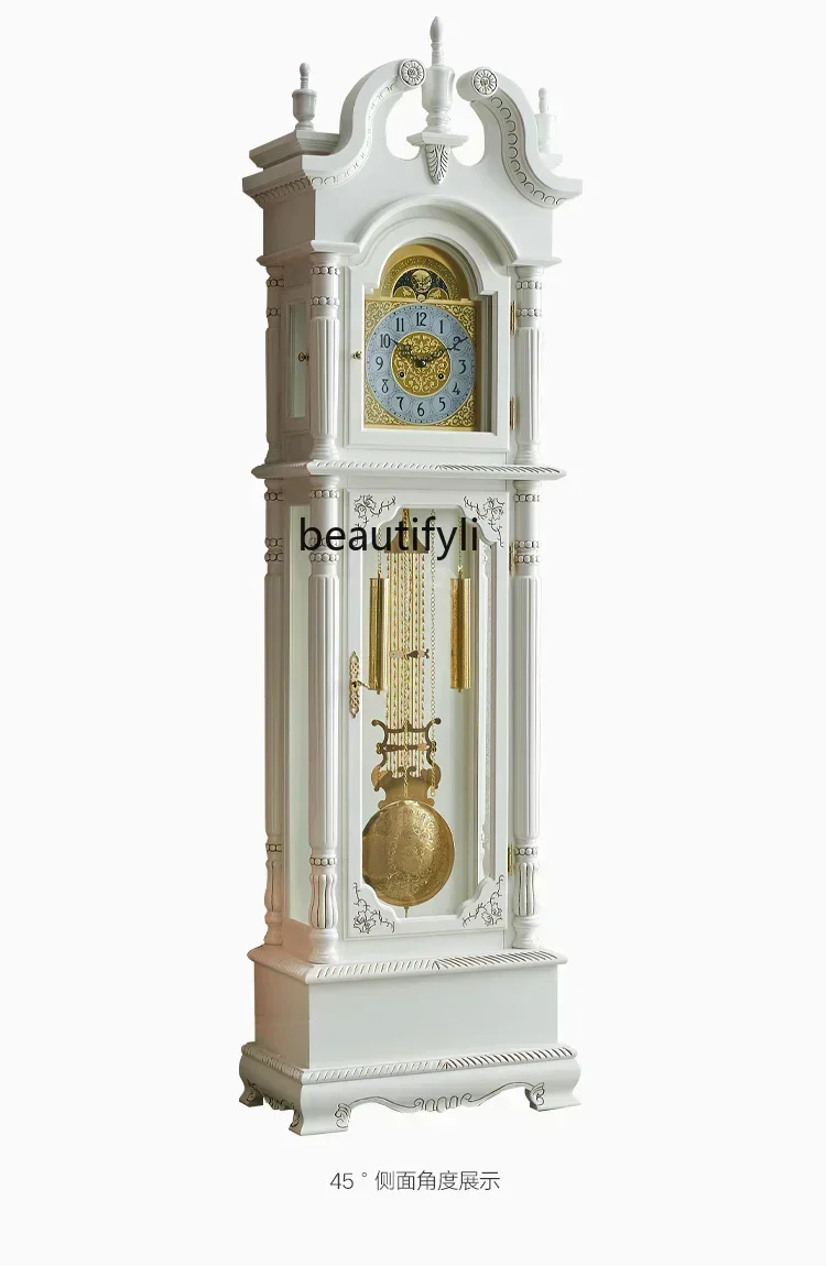 

Y European Style the Grandfather Clock Living Room Retro Vertical Bell North Star Mechanical Pendulum Clock Hermle White Clock