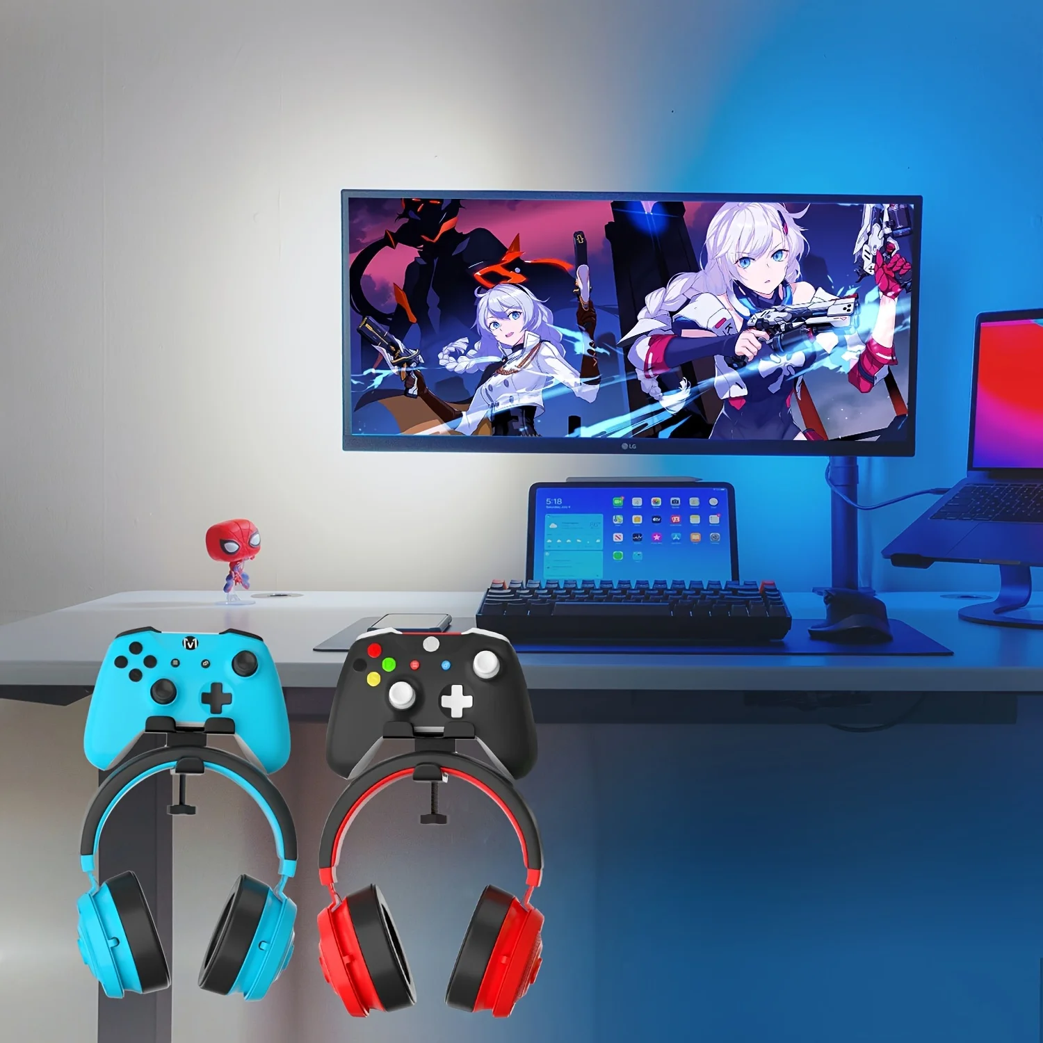 Xboxゲームコントローラーホルダー - Xbox One、PS4、PS3、PS5、Dualshock、Switch、Steelseries対応 デスクヘッドセットコントローラースタンド